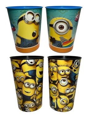 NEW Minions Party Plastic Cups Kids Drinkware Set BPA Free Lot of 4 NWOT
